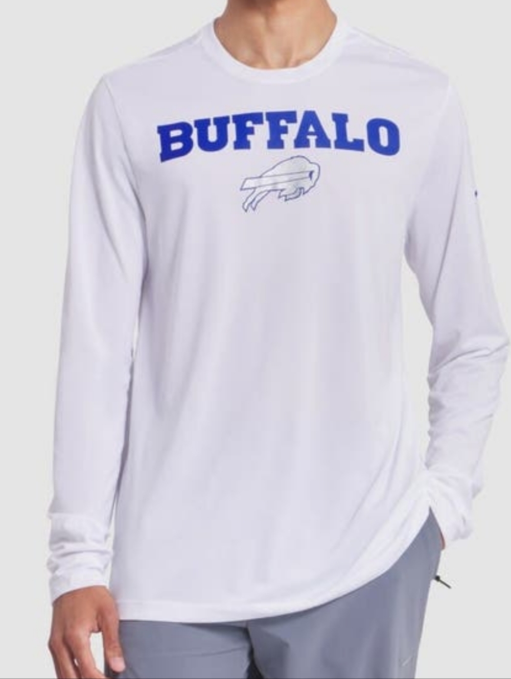 Nike Buffalo Bills Long-Sleeve Team  Dri Fit Shirt White/Blue